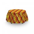 thumbnail image 3 of Abstract Ottoman Cover, Creative Warm Toned Motif, 2 Piece Slipcover Set with Ruffle Skirt for Square Round Cube Footstool Decorative Home Accent, Standard Size, Multicolor, by Ambesonne, 3 of 5