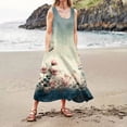 thumbnail image 4 of Vestido de verano para mujer, cuello redondo, sin mangas, informal, con volantes, estilo bohemio, vestido amarillo de los años 80, vestido elegante para mujeres y niñas, disfraces, verde militar/XL, 4 of 7