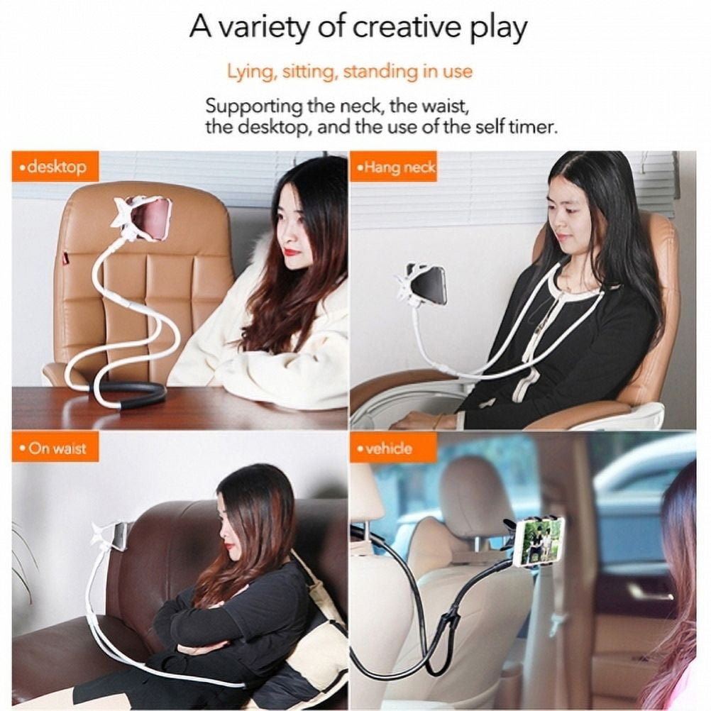 Lazy Neck Phone Holder Stand Desktop Bed Mount Long Flexible Gooseneck X2P for iPhone 11 Pro Max 6 Plus - ASUS Zenfone V Live Max Plus M1, ROG Phone 2, AR 6 5z 5Q 4 Pro - Blackberry Key2 LE