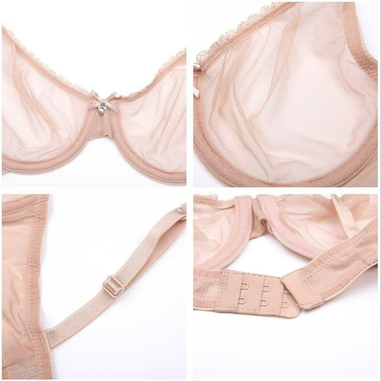 Women's Bra and Panty Sets Sexy See-Through Lace Mesh Sheer Bra Lingerie  Set Two Piece
