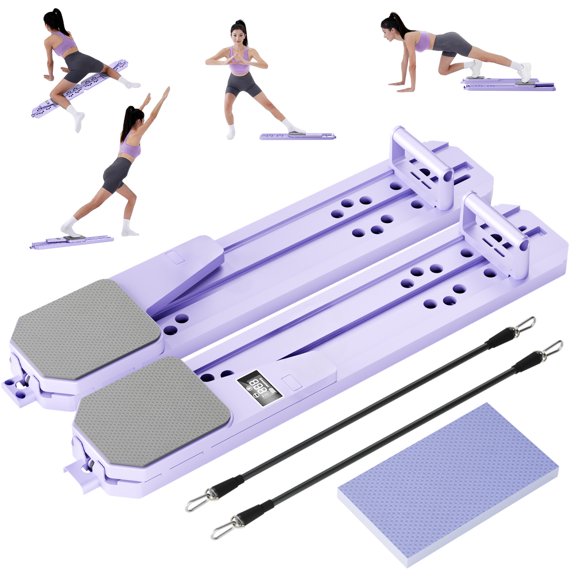 BAOKALER Pilates Board, Upgraded Pilates Reformer Equipment with Resistance Bands & Timer, Portable Ab Machine Push-Up Balance Board for Women Full Body Workout at Home Fitness