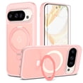 thumbnail image 1 of Asuwish Phone Case for Google Pixel 9/10/9 Pro/10 Pro 5G Tempered Glass Screen Protector Magnetic Bracket stand Translucent Shockproof Protective Cell Cover Pixel9 Pixel10 9Pro 10Pro Women Men Pink, 1 of 7