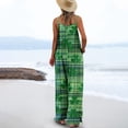 thumbnail image 5 of lcziwo St Patricks Shamrock Jumpsuits for Women Sleeveless Adjustable Strap Rompers Casual Cotton One Piece Trousers Baggy Wide Leg Overalls with Pockets Multicolor XXL, 5 of 7