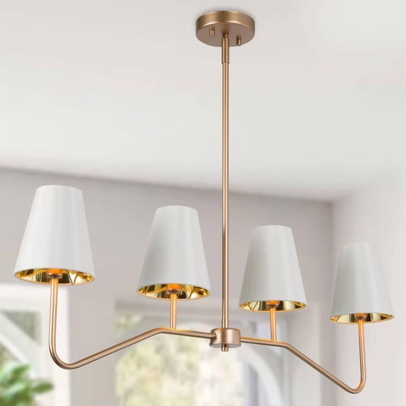 LNC Alocasia 4-Light Modern Gold Chandelier with White Fabric Shades