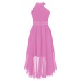 thumbnail image 2 of Manyakai Kids Halter Neck Ruched Chiffon Bridesmaid High Low Hem Flower Girl Dress for Wedding Party Pink 10, 2 of 5