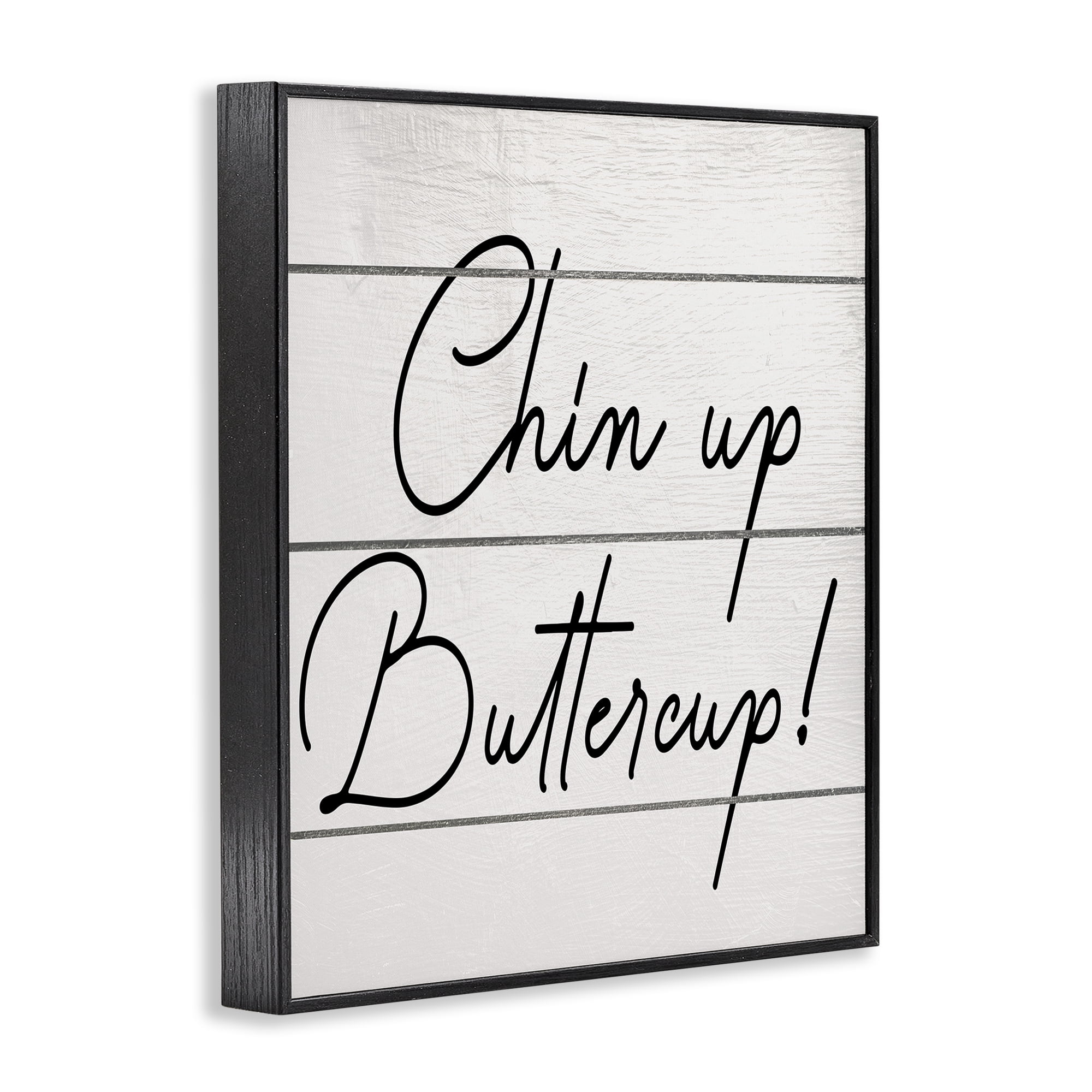 Stupell Industries Chin Up Buttercup Typography Painting Black Framed Art Print Wall Art, 24 x 30