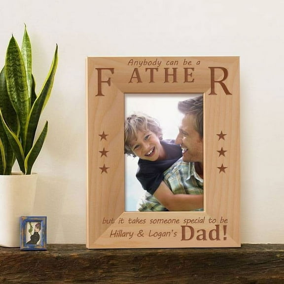 It Takes Someone Special to be a Dad Personalized Wooden Picture Frame 3 1/2" x 5" Brown (Vertical)