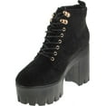 thumbnail image 3 of Soda Women's Climate Faux Leather Lace-Up Thick Platform Chunky Heel Lug Ankle Bootie, 3 of 4