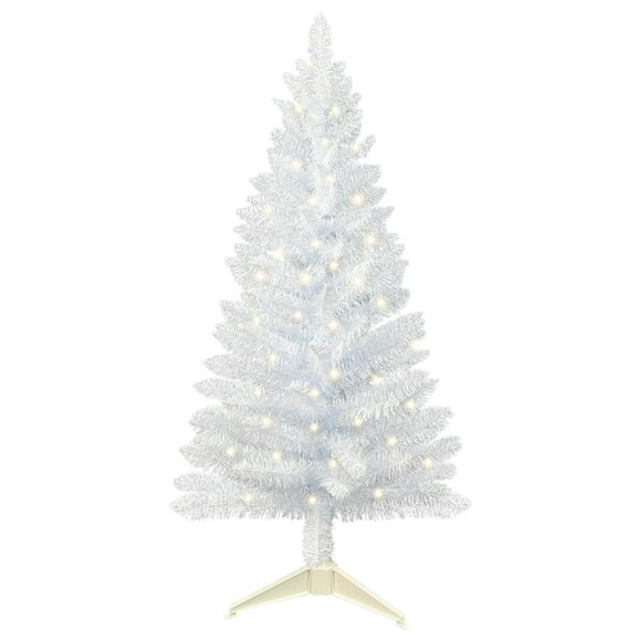 Árbol de Navidad con forma de ojo de puerro, 1,2 m, luz artificial, blanco, con soporte