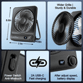 thumbnail image 6 of Large Desk Fan, 10000mAh Battery 40H Runtime Silent Rechargeable Fans, Quiet Personal Portable Cooler for Camping Bedroom Office Small Desktop fan, 6 of 7