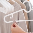 thumbnail image 4 of Djiypn 10 Pack Plastic Clothes Hangers - Slim Plastic Clothes Hangers with Clips for Skirts, Pants, Shirts, Space Saving Clothes Hangers for Closet, White, 4 of 7