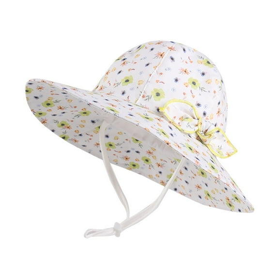 Gelikeya Toddler Baby Sun Hat 0-6 Months Cute Bowknot Design Floral Print Bucket Hat Adjustable Wide Brim Summer Beach Hat Soft Baby Cotton Hats Green