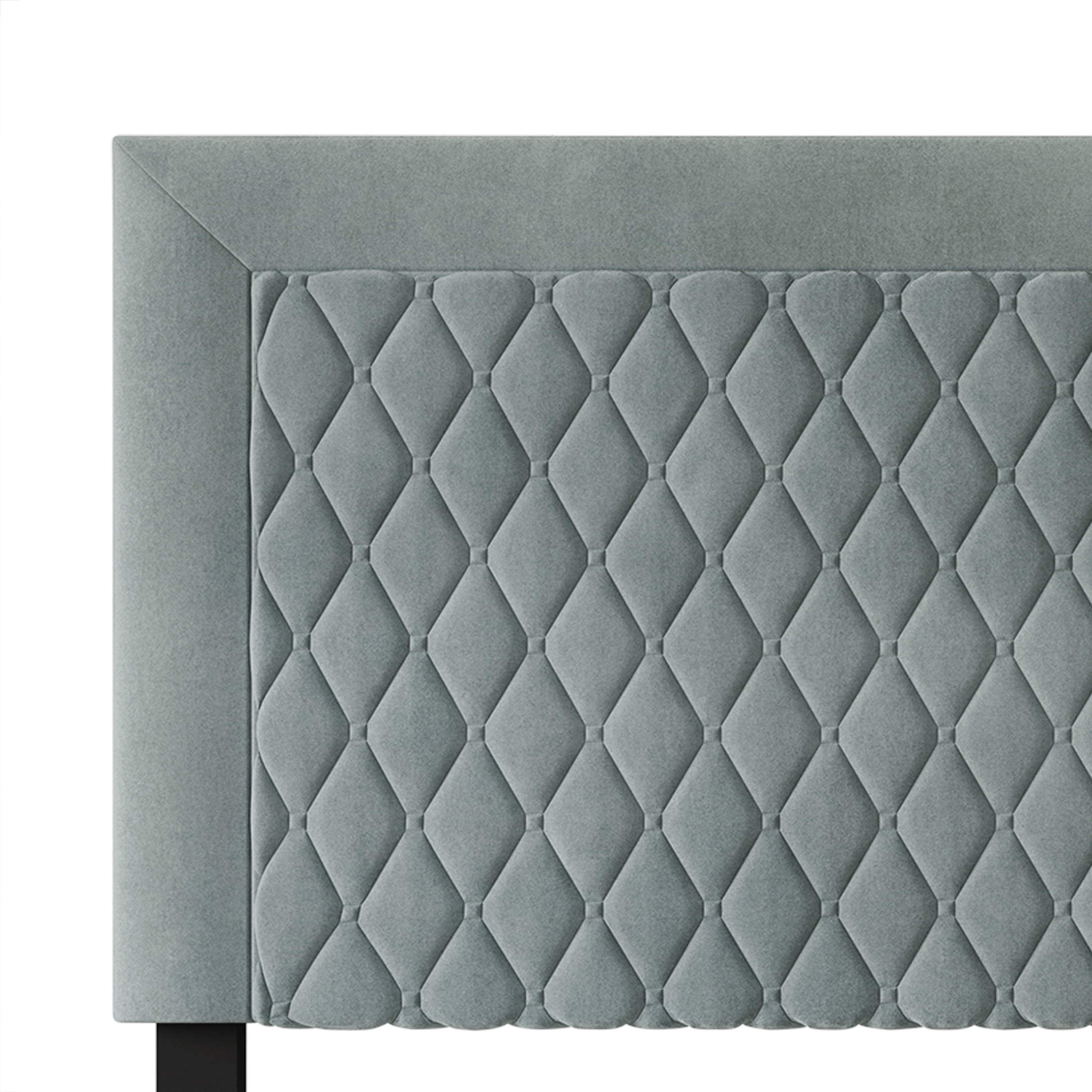 Castle Place Quilted Velvet Upholstered King Headboard, Light Blue