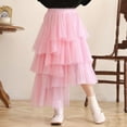 thumbnail image 4 of Miluxas Girl A-Line Tulle Tutu Skirt Multi Layer Sheer Mesh Midi Skirt Solid Color Skirt Long Skirt Belly Dance Wedding Pink 3-4Years, 4 of 5