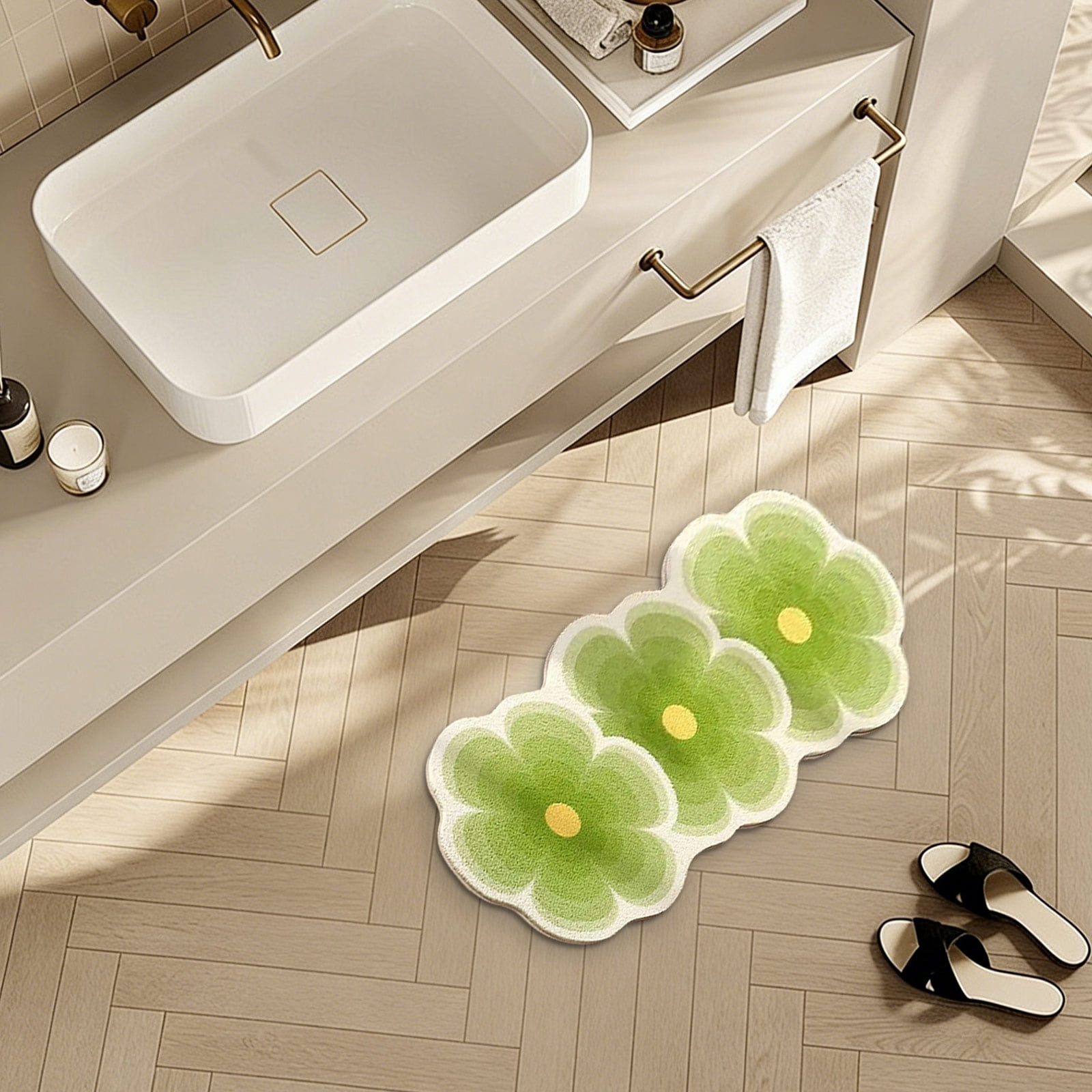 Flower Pattern Non Slip Washable Rugs Floor Mat Entryway Rug Non Slip Kitchen Floor Mats With Rubber Backing For Entrance Bedroom Bathroom Indoor Door Carpet For Home Light Green