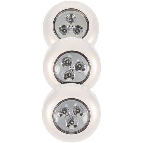AAA Battery Silver or Black 2 x Meridian 3 Bright White LED Tap Light 2.75" 