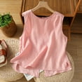 thumbnail image 4 of Ltctricy Tank Tops for Women Trendy Cotton Linen Crew Neck Sleeveless Button down Shirts Summer Casual Loose Blouses, 4 of 4