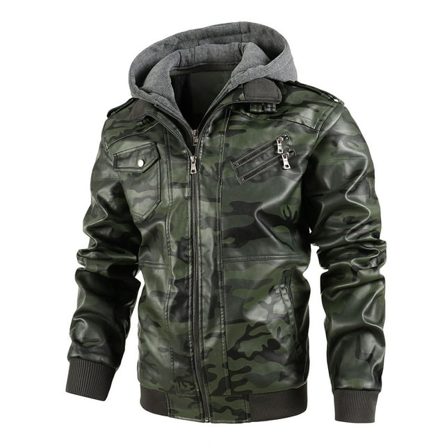 IROINNID Cardigan à Capuche en Faux Cuir pour Hommes, Couleur Unie, Col Rabattu, Veste Chaude en Coton, Vert
