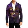 thumbnail image 2 of 2026 Domzest Mardi Gras Blazer Men Carnival Graphic Button Suit Jacket Loose Fit Holiday Party Corduroy Blazer Autumn Fashion Warm Jackets Pink L, 2 of 6