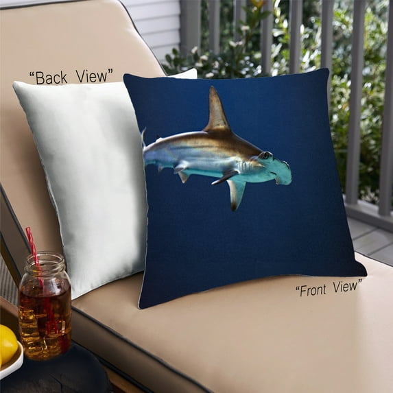 Ahgly Company Animals Shark Outdoor Throw Pillow, 18 inch by 18 inch