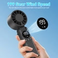 thumbnail image 5 of Portable Handheld Fan, 5000mAh Rechargeable Mini Personal USB Fan with LED Display & Foldable Design, 199-Speed Powerful Battery Operated Travel Fan for Women, Outdoor, Office White, 5 of 7