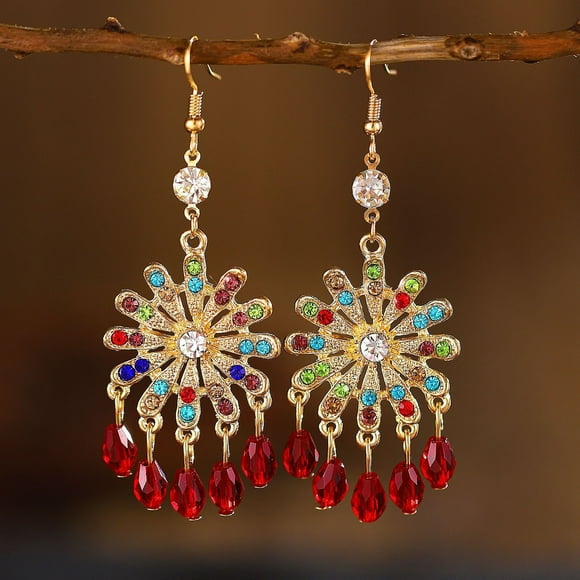 Alloy Ring Danhjin Fashion Ethnic Style Earrings for Women Special Earrings Holiday Earrings Decoration Jewelry Jewelry
