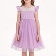 thumbnail image 5 of NIPAXO Girls Party Dress Mesh Yoke Flutter Sleeve Tulle Casual Dress Princess for Kids  (Pink), 5 of 6