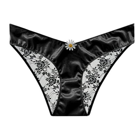 

CLZOUD Sweat Wicking Underwear Women Black Nylon Spandex Women Lace Low Waist Seamless Hollow Out Pure Cotton Briefs S