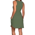thumbnail image 6 of Liher Women Mini Dress Sleeveless V Neck Tank Sundress Plain Solid Color T Shirts Dress Army Green Summer Beach Dress with Pocket Clothes Size L, 6 of 6