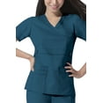 thumbnail image 1 of Dickies Gen Flex Medical Scrubs Top for Women Mock Wrap 817355, M, Caribbean, 1 of 5