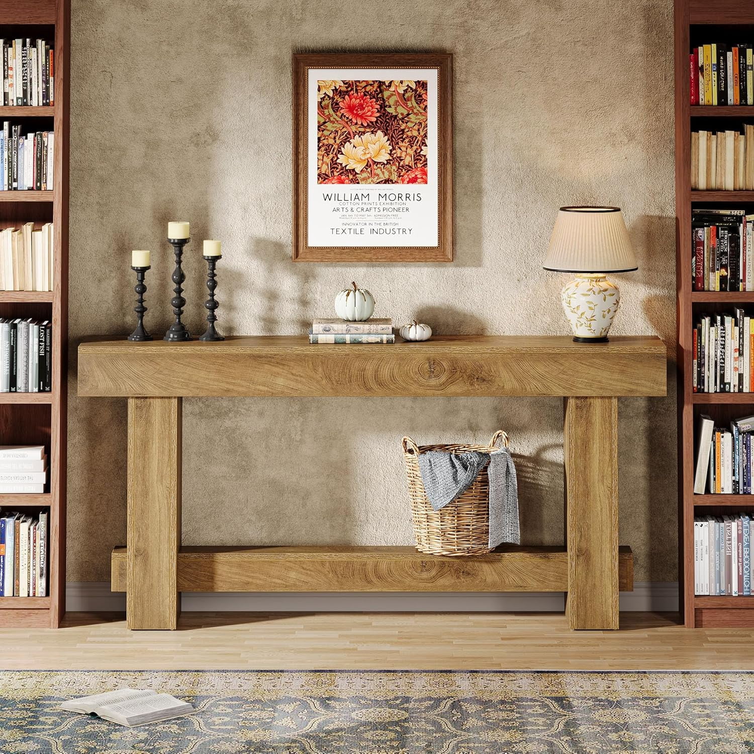 70.9" Entryway Console Table, Extra Long Wooden Farmhouse Sofa Table Behind Couch