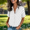 thumbnail image 5 of Felirenzacia Women's V Neck T Shirt Summer Short Sleeves Graphic Tee Boxy Button Down Top for Women's Plus White,2XL, 5 of 7