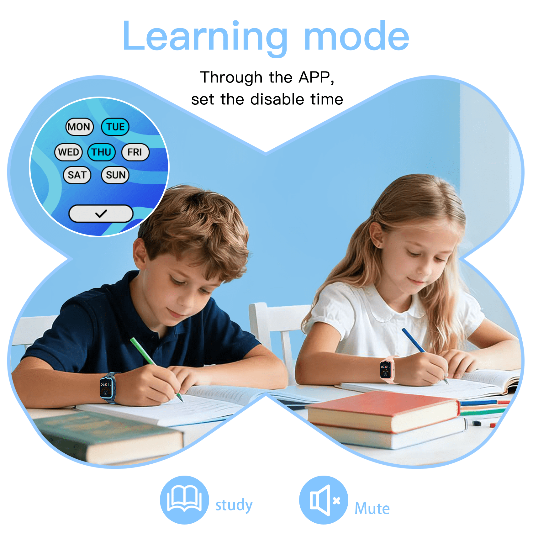 LUOMATE 1.75" Kids Smart Watch for Boys & Girls - 32 Learning Games, Music Player, Pedometer, IP68 Waterproof, Habit Tracker, Alarm & Calculator (Blue)