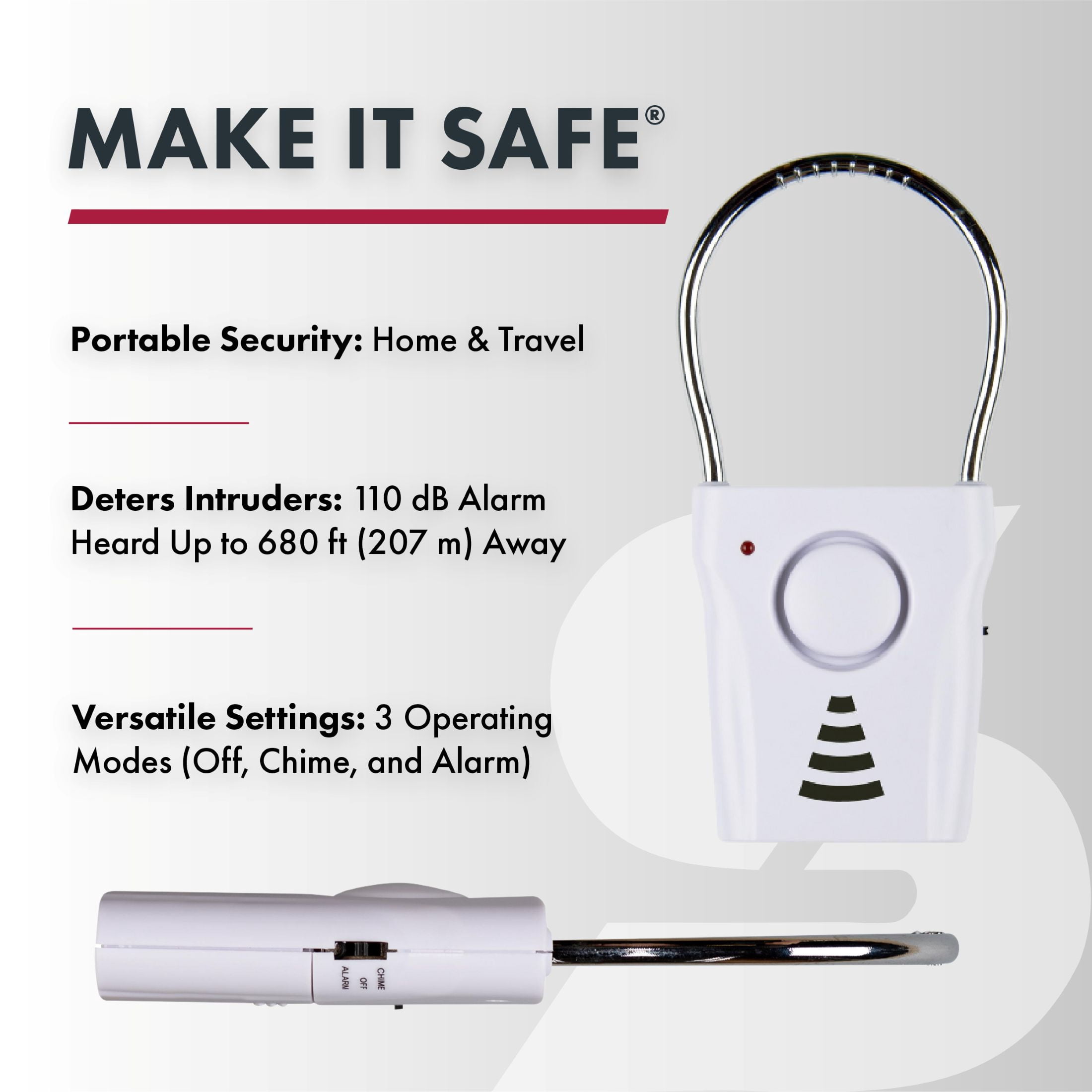 SABRE Door Handle Alarm – 110dB Door Alarm for Home Security