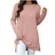 thumbnail image 2 of Heisall Women's Autumn Winter Tops Long Sleeve Solid Color Jacquard Pattern Round Neck Loose Split Hem Casual Fashion Blouses, 2 of 7