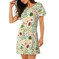 thumbnail image 2 of Uemuo Ladybug And Wild Flowers Pattern Women’s Nightdress – Casual Sleep Shirt, Soft Relaxed Fit Short-Sleeved Cotton Sleepwear for Home, Bedtime, and Lounging, 2 of 6