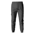 thumbnail image 4 of Men Jogger Pants Drawstring Waist Relaxed Fit Tapered Leg Cargo Style Elastic Cuffs Multiple Pockets Design, 4 of 5