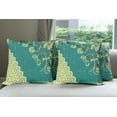 thumbnail image 6 of Ambesonne Abstract Throw Pillow Cover 4 Pack, Retro Flora Lace Frame, 24", White and Jade Green, 6 of 7