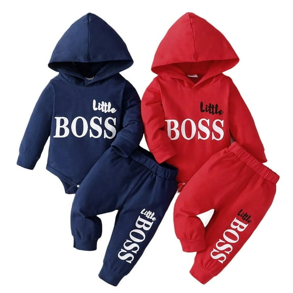 WIBACKER Newborn Baby Boy Long Sleeve Hooded Jumpsuit Top   Pants Infant Romper Cotton Toddler Cute Outfits