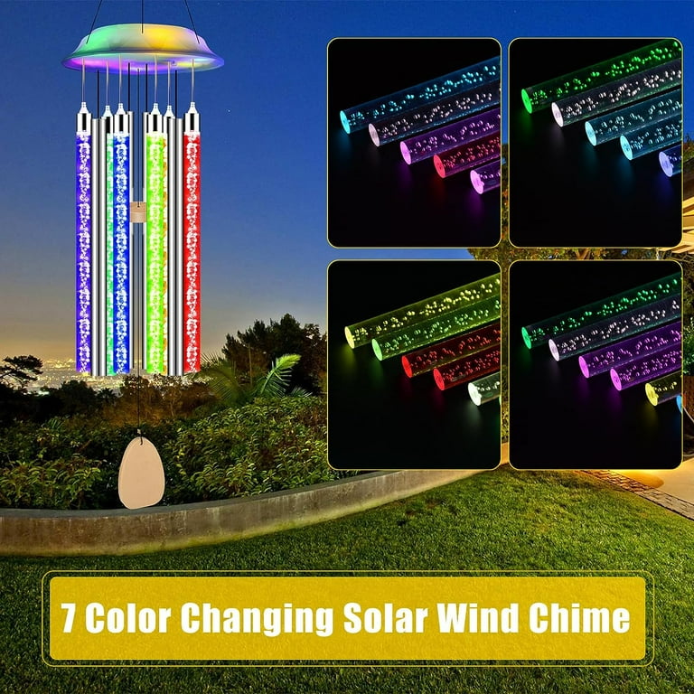 Qoosea Solar Wind Chimes, 6 LED Tubes, Waterproof, Solar