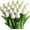 White, variant on Artificial PU White Tulip Spring Mother's Day Easter Valentine's Day Wedding Bouquet 12 Count
