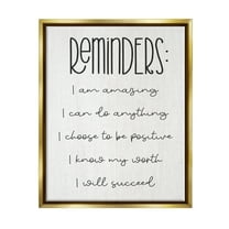 Stupell Positive Self Care Affirmation Reminders Inspirational Painting Gold Floater Framed Art Print Wall Art