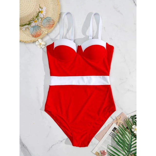Traje de baño de una pieza con cordones y almohadilla para el pecho para mujer, bikini sexy para playa