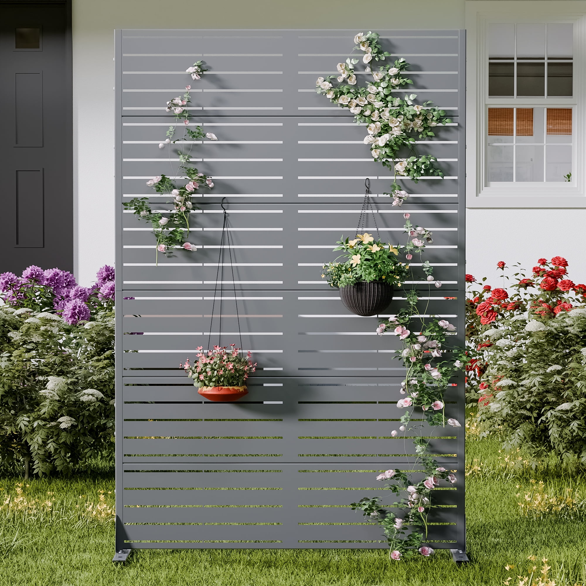 MAYEERTY 72×47 6 Panels Classic Blinds Cambrian Rock Gray Galvanized Steel Screen