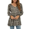 thumbnail image 2 of IROINNID Women's Casual Oversize Long Sleeve V-Neck Printed Puff Long Sleeve Tunic Top, 2 of 7