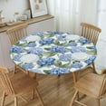 thumbnail image 5 of Watercolor Hydrangea Flowers Round Fitted Tablecloth with Elastic Edged, Waterproof Wipe Clean Table Cover for Outdoor Indoor Patio Kitchen - Fits Tables 40" to 44" Diameter, 5 of 9
