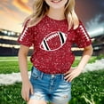 thumbnail image 2 of Bainana Little Girls Tops Sequin Print Short Sleeve Crew Neck Shirt Comfortable Leisure Summer Kids Outwear Red Size 8-9 Years, 2 of 4