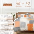 thumbnail image 6 of 3 Piece Modern Orange Beige Grey Duvet Cover Set Queen Size,Microfiber Comforter/Quilt Cover with Corner Ties and 2 Pillowcases,Abstract Geometric Oil Painting All Season Bedding with Zipper Closure, 6 of 8