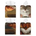 thumbnail image 2 of Fotbe Haystack Meditating Cat Porta Pañuelos Decorativo de Cuero, Caja Cuadrada Moderna para Pañuelos Faciales, Organizador y Dispensador 5x5x5'', 2 of 7