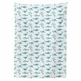 thumbnail image 2 of Shark Tablecloth, Scary Predators of the Seas Blue Fishes with Fins and Sharp Teeth Marine Cartoon, Rectangle Satin Table Cover Accent for Dining Room and Kitchen, 60" X 90", Blue White, by Ambesonne, 2 of 2